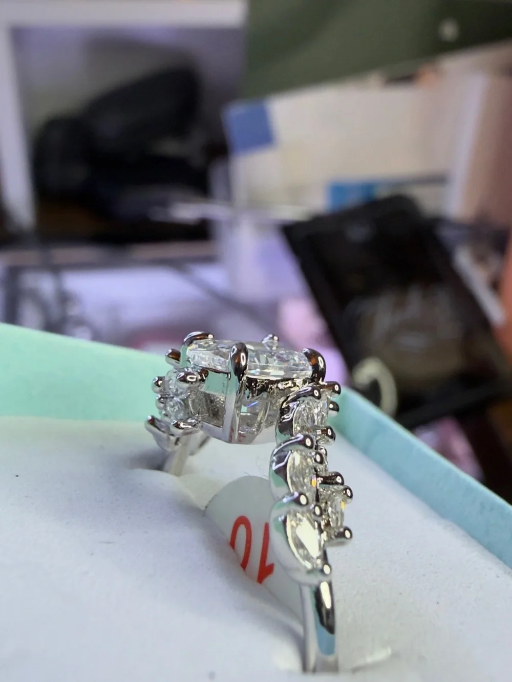 Oval CZ Stone Silver 925 stamp Halo Ring